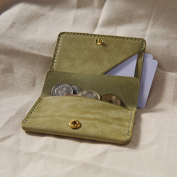 (緑)コンパクトミニウォレット　イタリアンレザー　本革　コンパクト財布　Maya 3枚目の画像