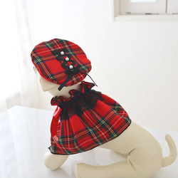 犬服＊クリスマスベレー帽(レッド) 5枚目の画像