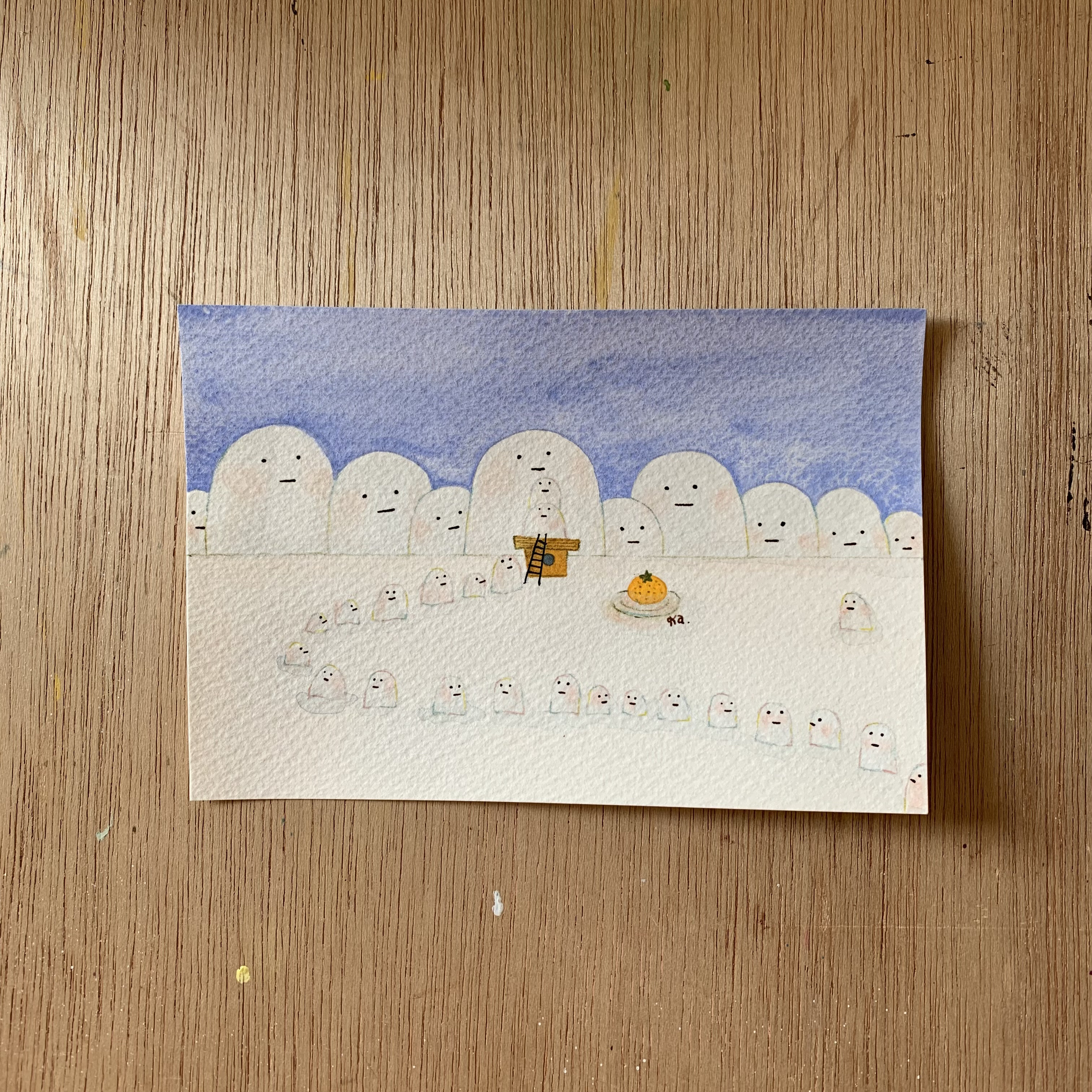 「コットンさんの鏡餅」原画　送料無料