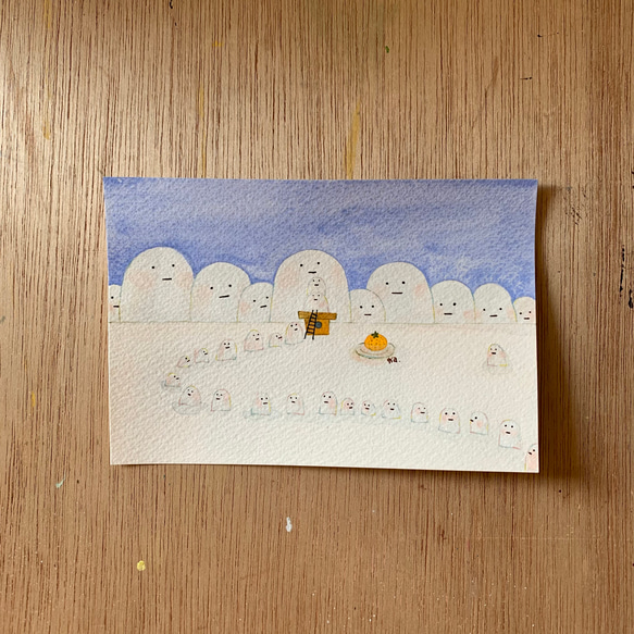 「コットンさんの鏡餅」原画　送料無料 色鉛筆