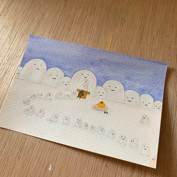 「コットンさんの鏡餅」原画　送料無料 色鉛筆