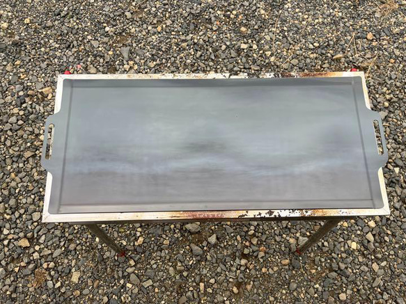 板厚4.5mm 315mm×750mm コールマン クールスパイダープロ対応鉄板 フチ曲げフラット バーベキュー鉄板 3枚目の画像