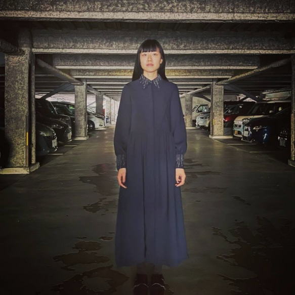 2way Design Stitch Maxi Dress  NAVY 10枚目の画像