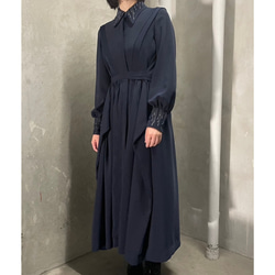 2way Design Stitch Maxi Dress  NAVY 1枚目の画像