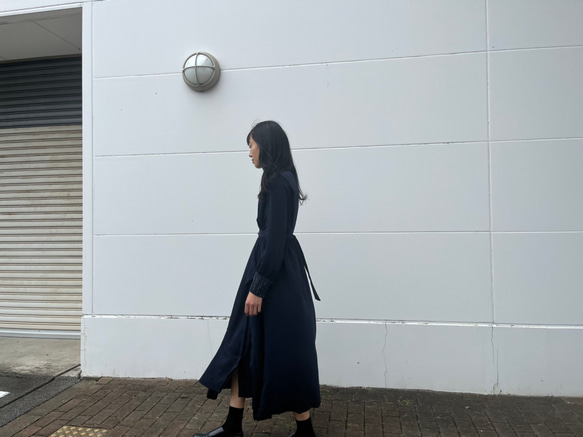 2way Design Stitch Maxi Dress  NAVY 4枚目の画像