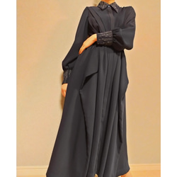 2way Design Stitch Maxi Dress  NAVY 5枚目の画像