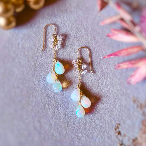 14kgf オパールのシャンデリアピアス 14kgf オパールのシャンデリアピアス