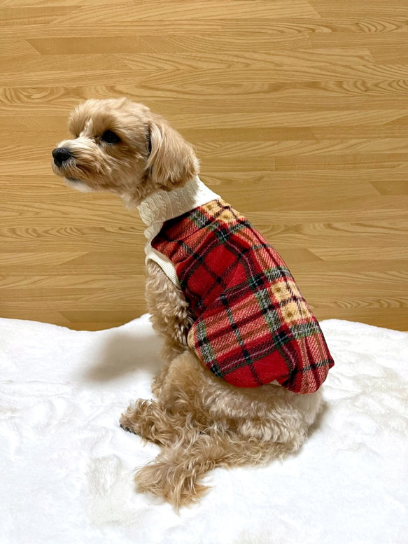 ハンドメイド　リボンチェックボアタンクトップ　犬服 ハンドメイド リボンチェックボアタンクトップ 犬服 【公式通販】