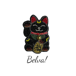 ビーズ刺繍ブローチ　- 招き猫　- 3枚目の画像