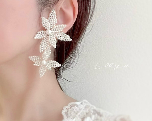 フラワー　花びら　ハート　シルバー　ゴールド　大ぶり　ノンホールピアス　5点 フラワー 花びら ハート シルバー ゴールド 大ぶり
