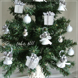 ホワイトベル　クリスマスオーナメント　シルバーの木の実 白のリボン　6個セット　クリスマスインテリア　R&yCH73 3枚目の画像