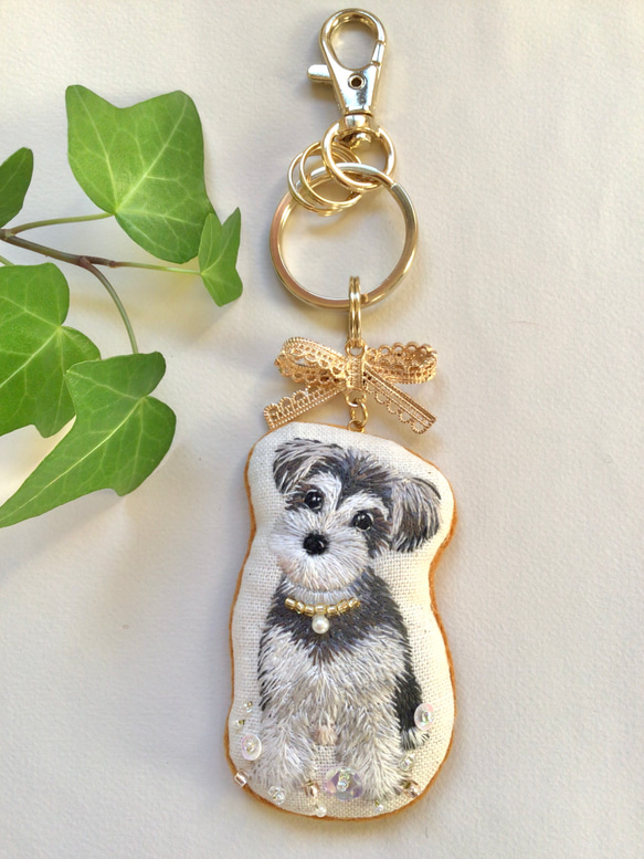 シュナウザー ミニチュアシュナウザー キーホルダー ビーズ