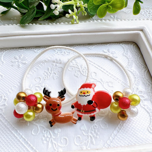 サンタ　クリスマス　キッズ　ベビー　ヘアゴム サンタクリスマスキッズベビーヘアゴム