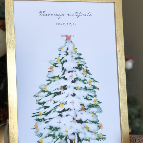 クリスマス婚＊雪降るウェディングツリー 結婚証明書 ウェルカム