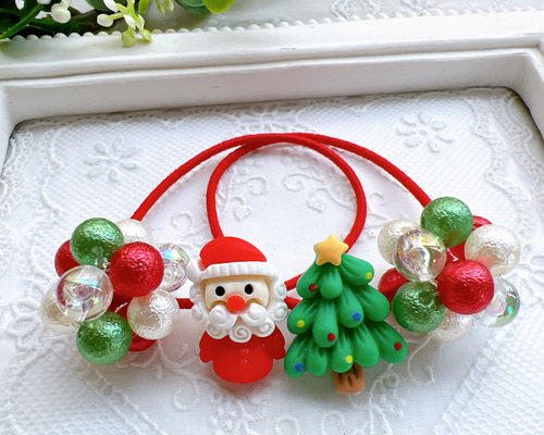 サンタ　クリスマス　キッズ　ベビー　ヘアゴム サンタクリスマスキッズベビーヘアゴム