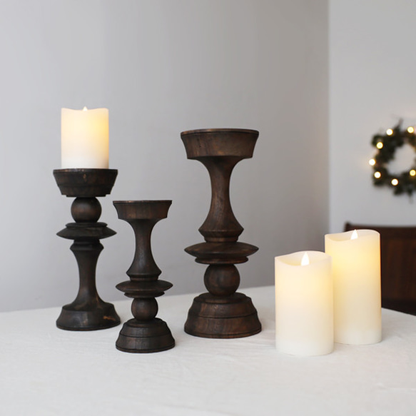 再制作 3点セット キャンドル スタンド クリスマス 植物台 ウッド