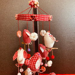梅と雪兎の吊るし飾り　(5本吊り) 4枚目の画像