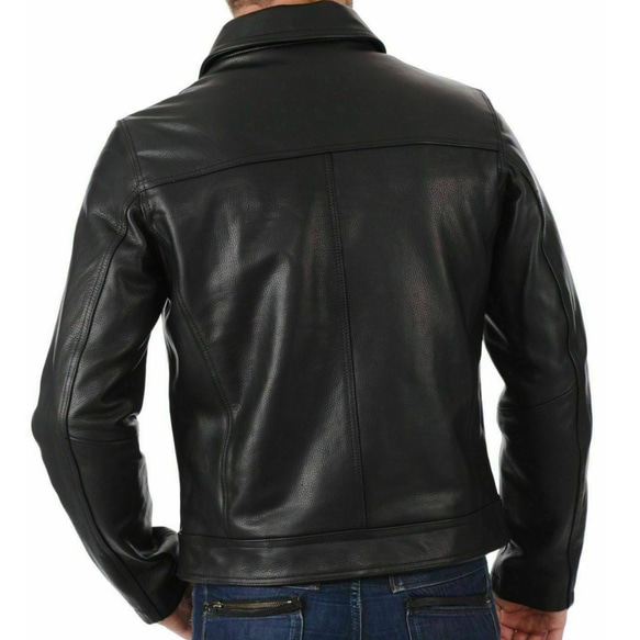 牛革・シャツ襟付きクラシックなジャケット Cow Leather Jacket with Shirt Collars 2枚目の画像