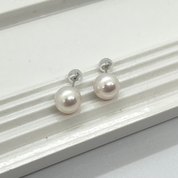 Odama 白金單顆珍珠耳環 9-9.5mm Akoya 珍珠耳釘 pt900（白金 900） 耳環接受 第2張的照片