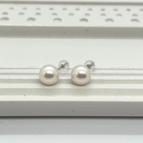 Odama 白金單顆珍珠耳環 9-9.5mm Akoya 珍珠耳釘 pt900（白金 900） 耳環接受 第3張的照片