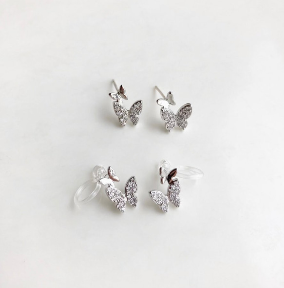 (全2色)Butterfly crystal piece/ear cuff 3枚目の画像