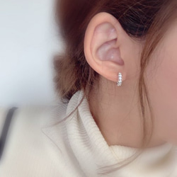 K10 CZ hoop pierce(White Gold) 3枚目の画像