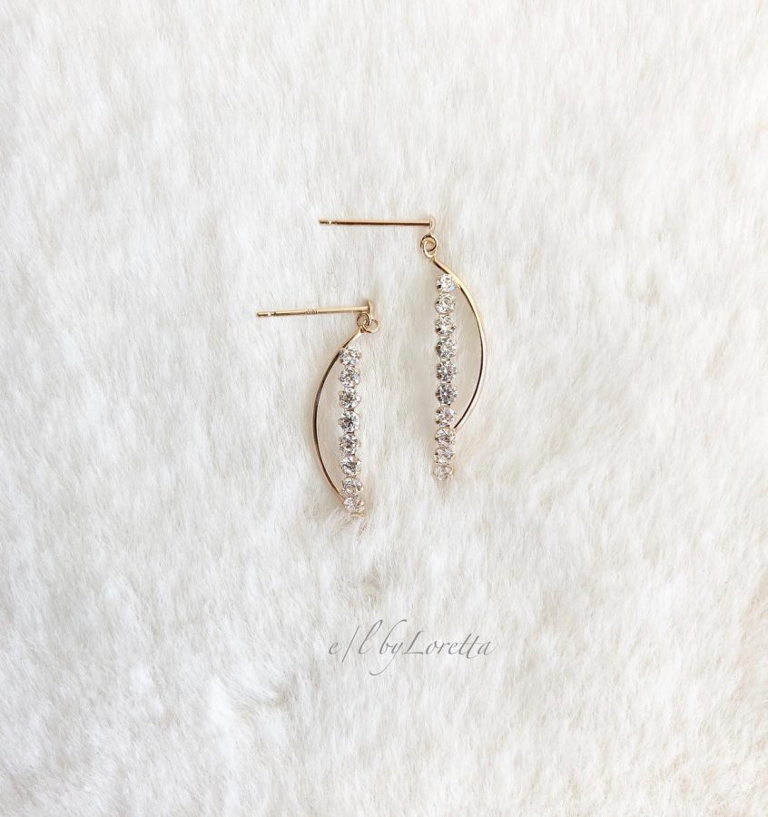 K10 CZ × metal stick pierce/earring