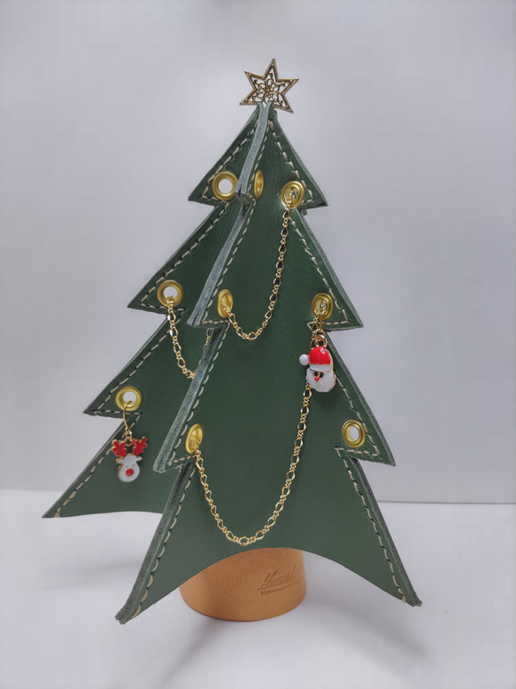 クリスマス限定】レザークリスマスツリー レザークラフト 革小物 クリスマス限定】レザークリスマスツリー レザークラフト 革小物