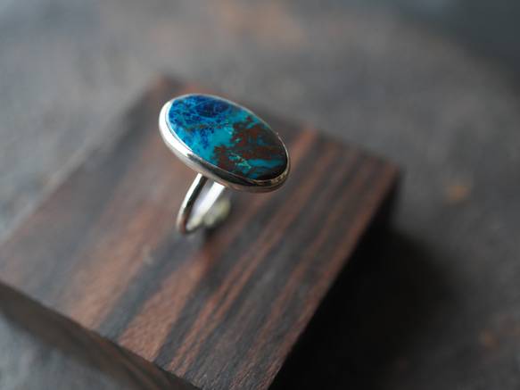 shattuckite azurite silver ring 7枚目の画像