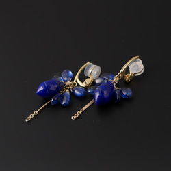 #933E 優質青金石和藍晶石觸感柔軟的耳環 第2張的照片