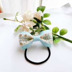 1セットのみ★インド刺繍リボンヘアゴム セット ネイビー ブルー 水色 匿名配送☆インド刺繍リボンヘアゴム セット ネイビー ブルー 水色