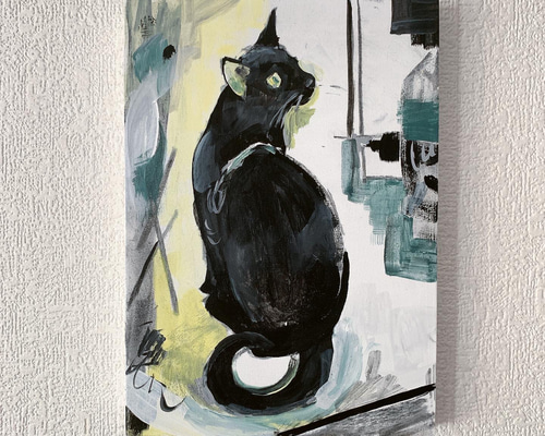 猫　イラスト　インテリア　原画 原画】猫の絵 絵画 Hang 通販 16975516｜Creema(クリーマ)