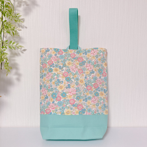 受注制作】3点セット花柄ミント レッスンバッグ 上履き入れ 体操服袋