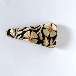 印度刺繡絲帶黑金米色設置三針髮夾按扣 第4張的照片
