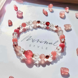愛に溢れた可愛らしい苺水晶♡ストロベリークォーツの天然石ブレスレット 2枚目の画像