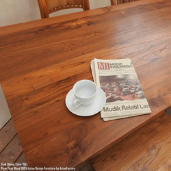 オールドチーク無垢材 ダイニングテーブル 長方形 150cm×80cm ナチュラルブラウン リビングテーブル 4人掛け 14枚目の画像