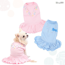 ワンピース パステル ドッグウェア トップス パステル ブルー 小型犬 中型犬 犬服 猫服 ペット P135 P136 1枚目の画像