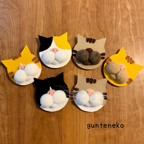 ねこの髭さし 茶白猫 猫ひげ ねこのひげ集め ねこグッズ 羊毛フェルト