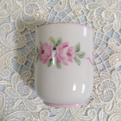 ♡四角皿➕湯呑み茶碗(薔薇/ピンク色リボン)13.5cmX13.5cm 8枚目の画像