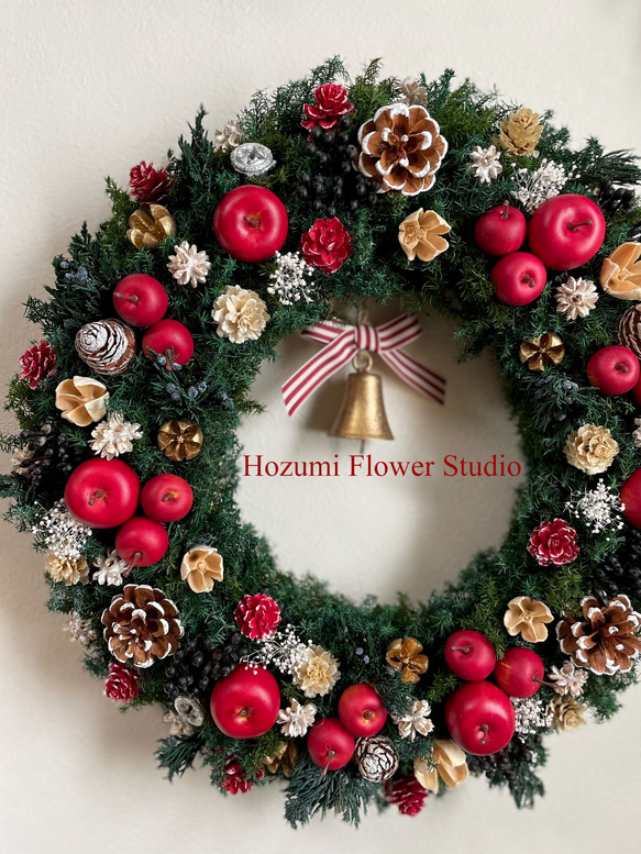 超特大クリスマスリース ☆超BIG☆プリザーブドのリンゴいっぱいクリスマスリース（40センチ