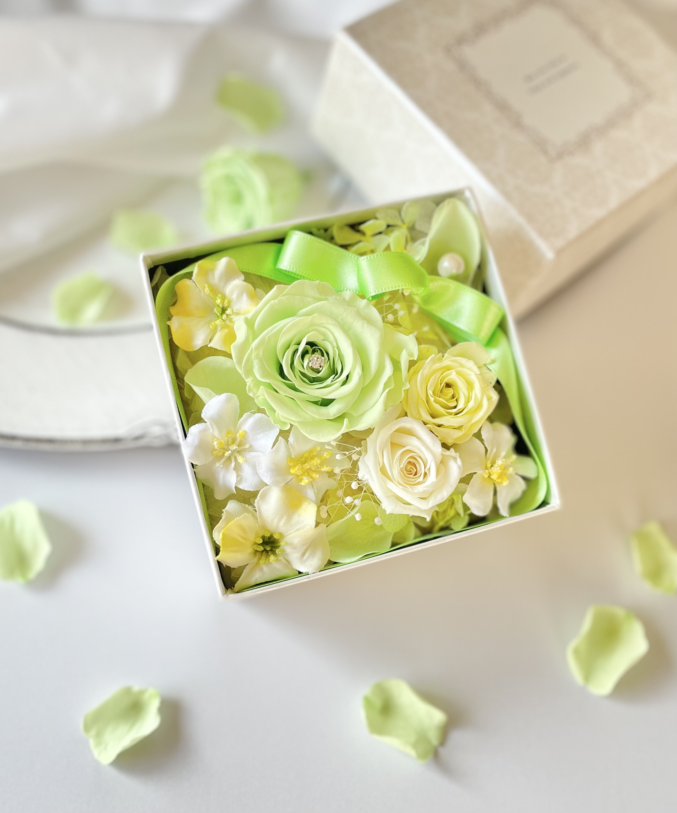 インテリア雑貨　ギフト　プチギフト　おしゃれ　可愛い　人気　ボックス　長持ち　造花　バラ　記念日　母の日　遅れてごめんね