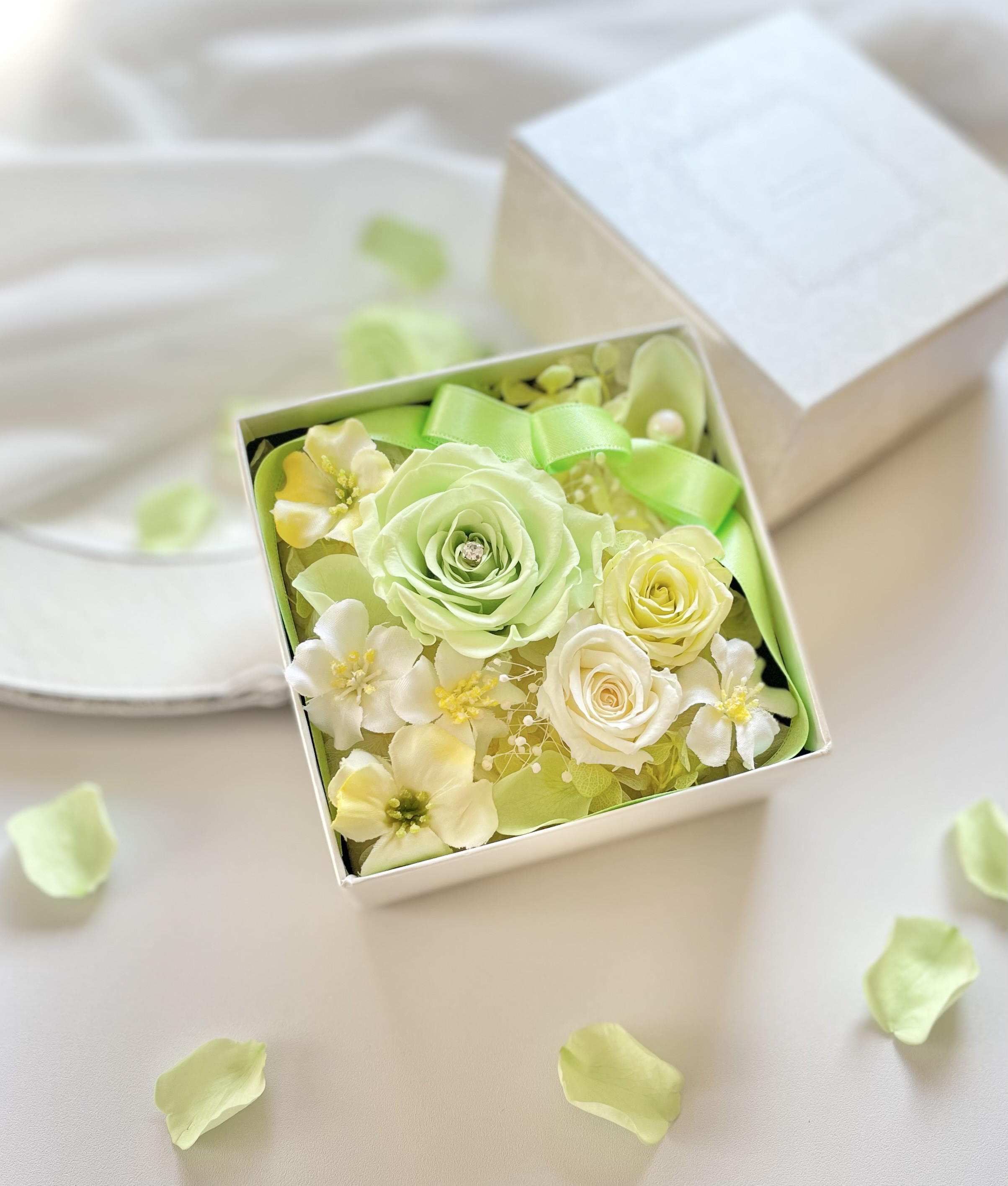 インテリア雑貨　ギフト　プチギフト　おしゃれ　可愛い　人気　ボックス　長持ち　造花　バラ　記念日　母の日　遅れてごめんね