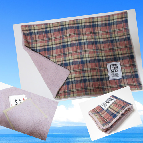 ぽかぽかブランケット ひざ掛け カイロ入れポケット付き タータン