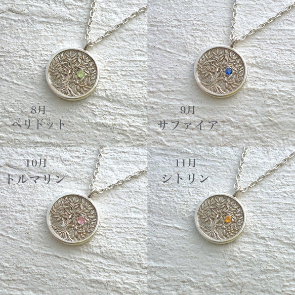 【選べる誕生石】オリーブとツバメのリバーシブルコインネックレス 10枚目の画像