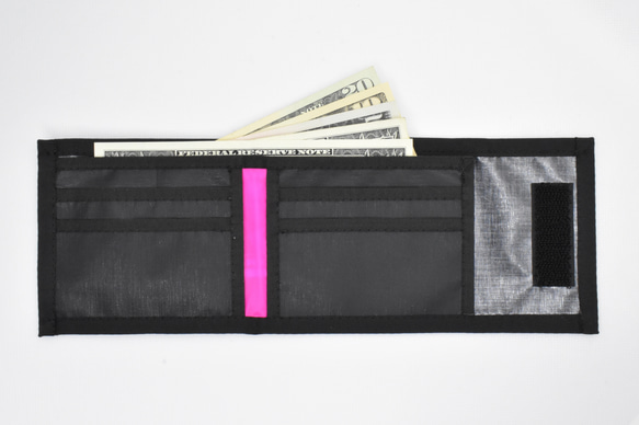 Dyneema 二つ折り財布 ミニ財布 コンパクト 手のひらサイズ ギフト ダイニーマ ブラック 防水 wallet 1枚目の画像