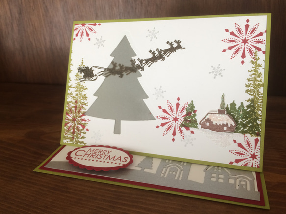 ゆらゆら灯りが揺れるクリスマスカード【もみの木】(電池式キャンドルなし) 2枚目の画像