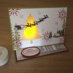ゆらゆら灯りが揺れるクリスマスカード【もみの木】(電池式キャンドルなし) 5枚目の画像