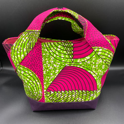 アフリカ布　シェル柄ピンク　ミニトートバッグ 2枚目の画像