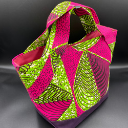 アフリカ布　シェル柄ピンク　ミニトートバッグ 3枚目の画像
