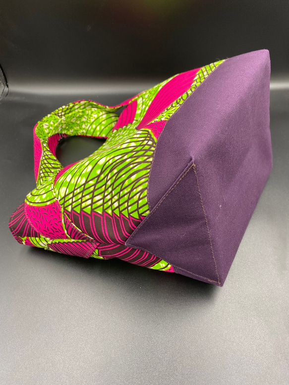 アフリカ布　シェル柄ピンク　ミニトートバッグ 5枚目の画像